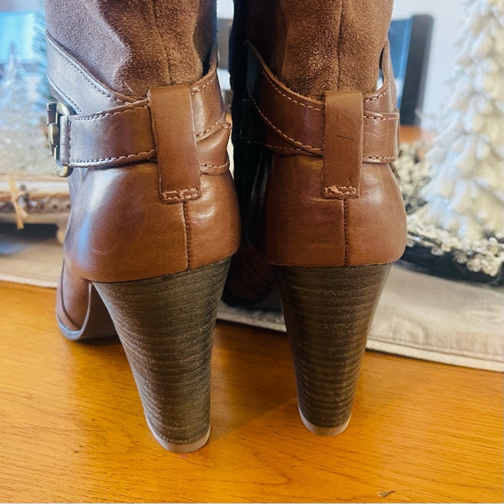 LIKE NEW CIRCA JOAN AND DAVID Xenobia Leather Suede Wrap Buckled Heeled … - Picture 7 of 15